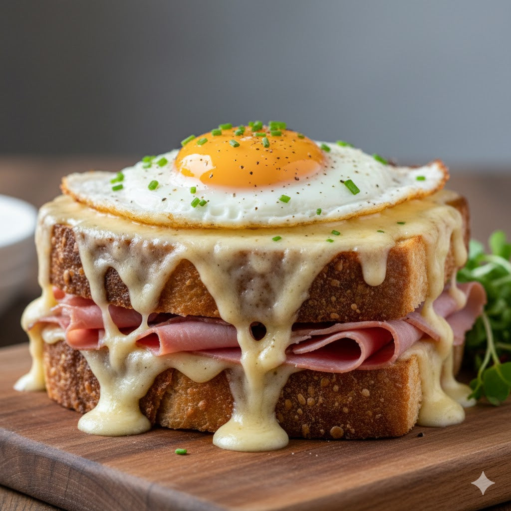 Applewood Ham Croque Madame Sandwich