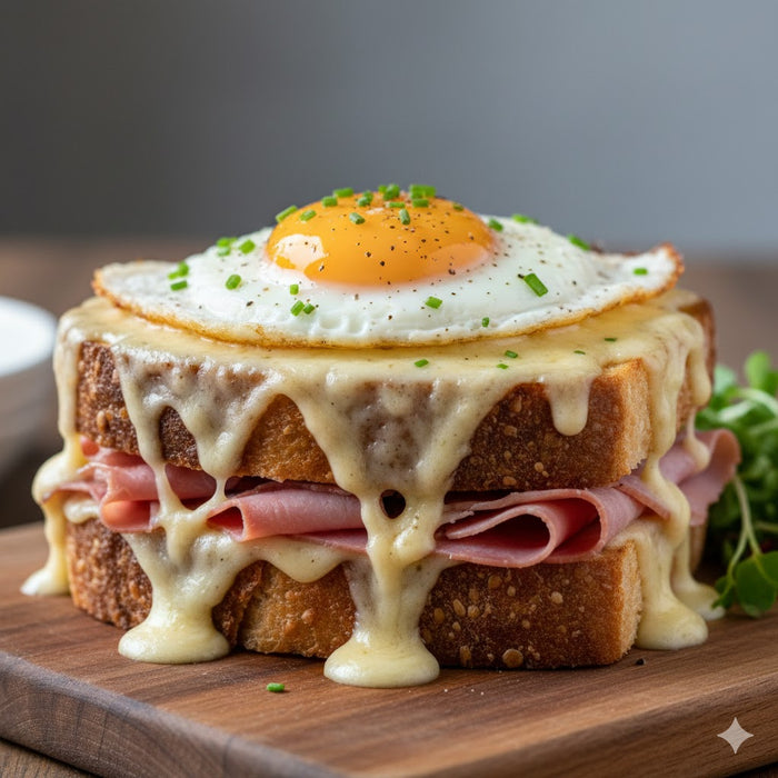 Applewood Ham Croque Madame Sandwich