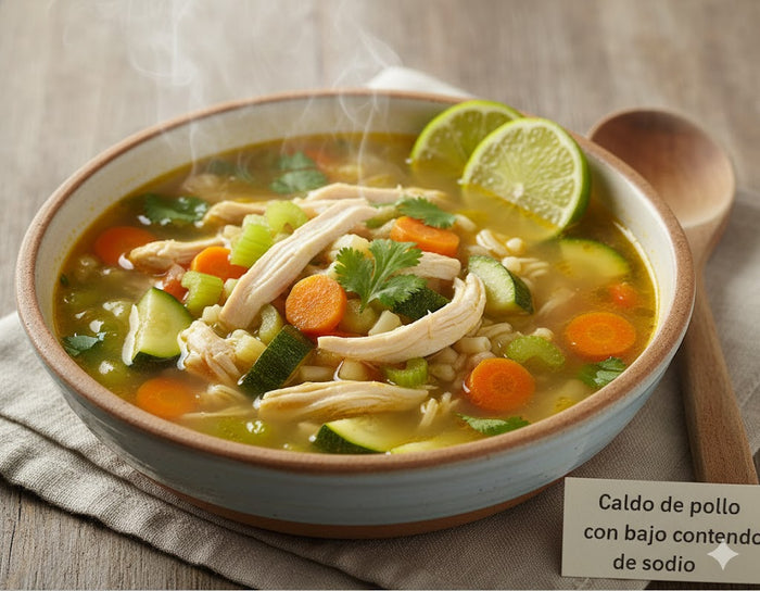 Caldo de pollo con bajo contenido de sodio