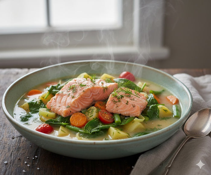 Potaje de salmón al vapor